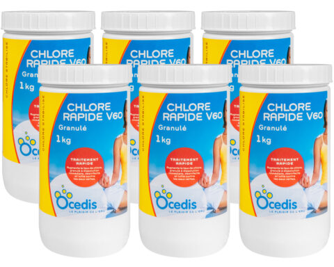 chlore en granulés stabilisé ocedis – carton de 6 x 1 kg