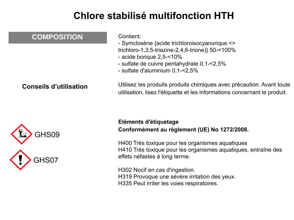 chlore multifonction hth – pastilles 20 g pot 1.2 kg chlore multifonction hth – pastilles 20 g pot 1.2 kg