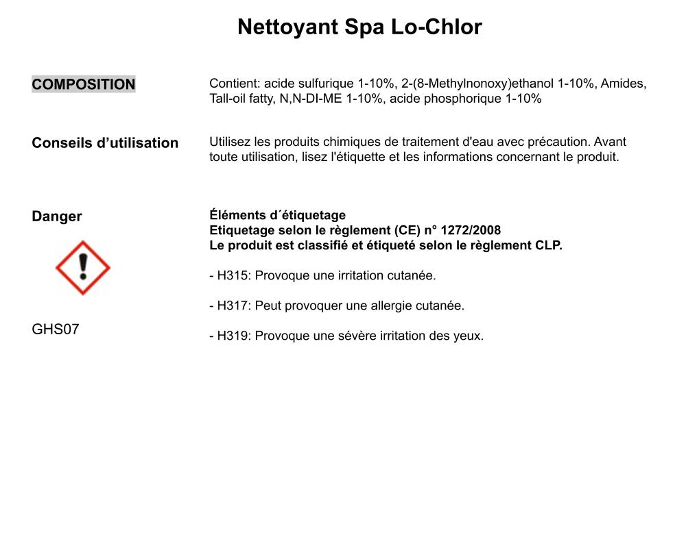 lo chlor nettoyant spa lo chlor nettoyant spa